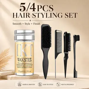 🔥【5/4PC Hair Edge Control Set】All-in-One Styling Tools 🌈 Pink | Black | Purple – Smooth, Shine & Style Effortlessly! 💎