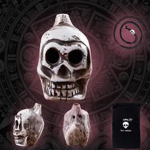 Spooky Aztec Death Skull Whistle, Loud Human Scream War Whistle, Halloween Creepy  High Decibels Sounding Aztec WhistleWhite01