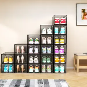 24-Pack Shoe Box Storage Set Transparent Shoe Organizer Thickened Magnetic Acrylic Simple Hard Plastic Thickened Flip-Top Lid