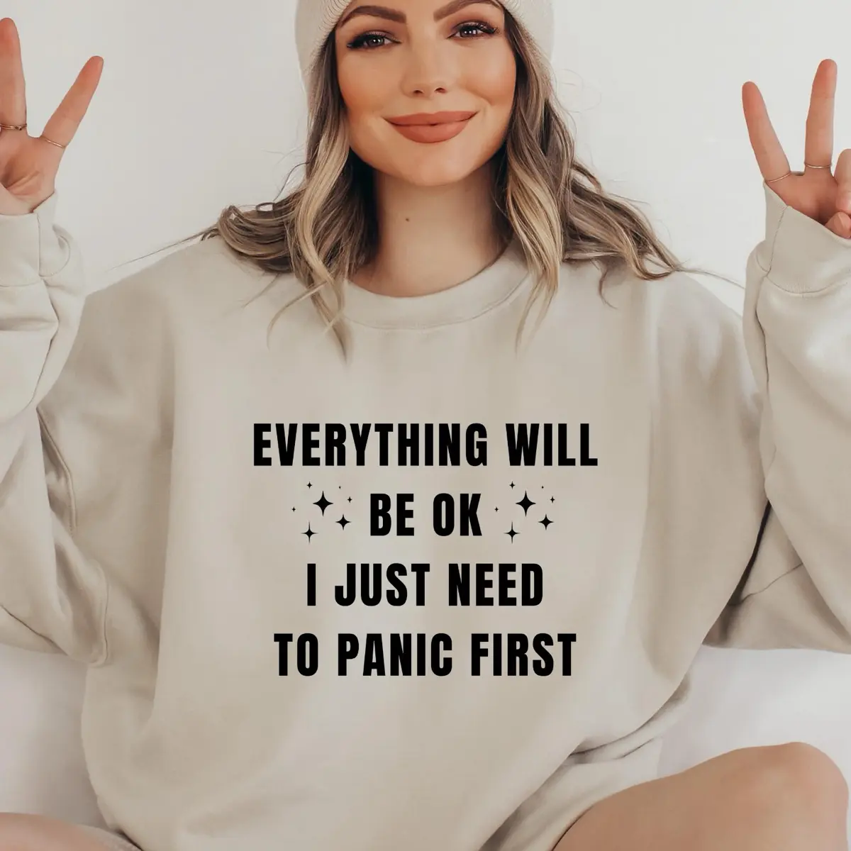 Everything Will Be Ok Sweater, Panic First Sweater, Anxiety Sweatshirt, Anxious Sweatshirt, Mental Health