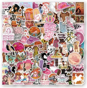 110PCS Cowgirl Stickers Pink Cowgirl Hat Western Girls Boots Sticker for Water Bottles Scrapbook Laptop Decoration Gifts for Women Girls Kids
