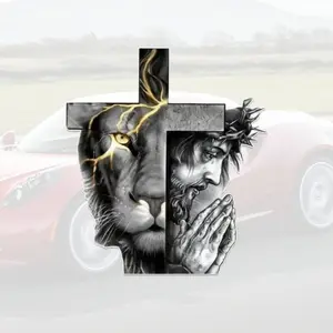 Lion Cross Sticker, Prayer Gesture Design Decal, Durable Vinyl Material, Suitable for Cars, Water Bottles, Laptops, Car Decals, Car Truck Decal