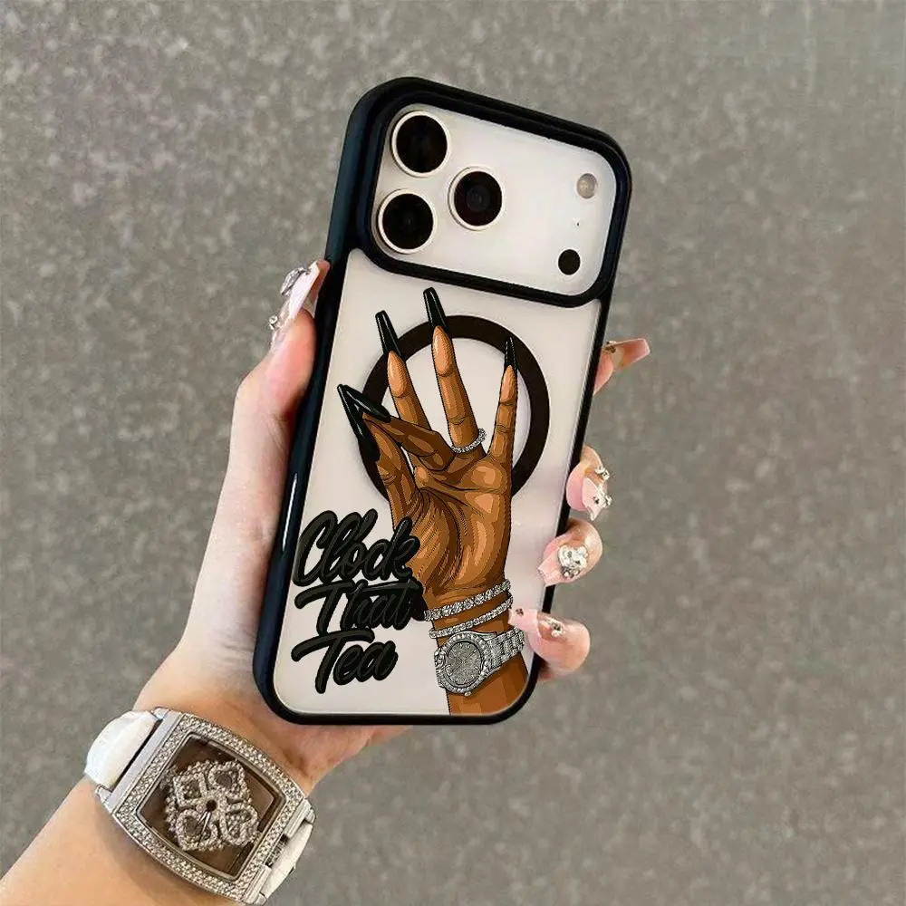 Premium Magnetic Phone Cases for iPhone11/12/13/14/15/16//17/Air/promax/Plus Fashion Creative English Clock That Tea Pattern y2k cased MagSafe Ready, Anti-Fall, Springtok and Ultra-Thin Design |     Perfect for Everyday Use Protector Screen Protector Aest