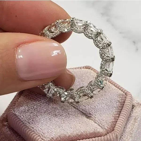 Princess Cut White Sapphire Side-Paved Eternity Ring, Size 6
