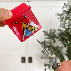 Sharps Container Shaker Badge Reel: Retractable Biohazard Badge Clip
