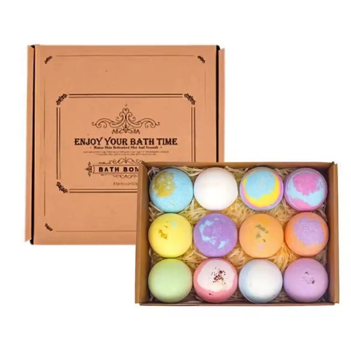 12PCS Bath Bomb Set – Essential Oil Bubble Balls  Relaxing Spa Bath Salts | Moisturizing & Exfoliating Skin Care Gift