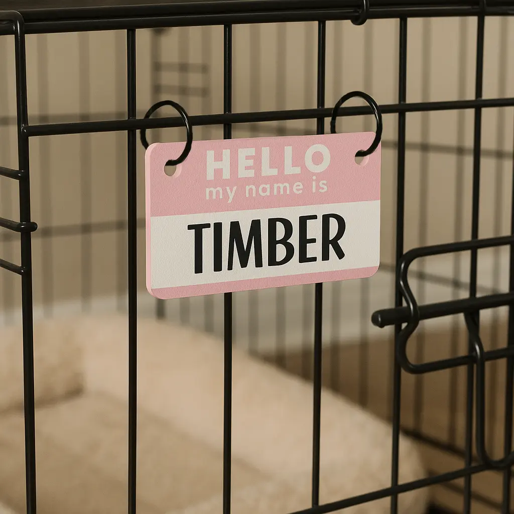 Hello My Name is Custom Dog Kennel Name Tag