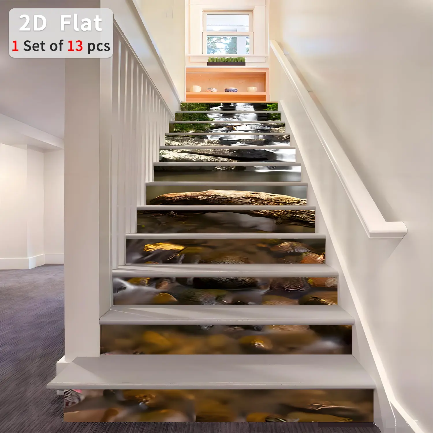 Geometric Pattern Stair Sticker, 13pcs/set Waterproof Self Adhesive Stair Sticker, Removable Wall Sticker for Home Decor