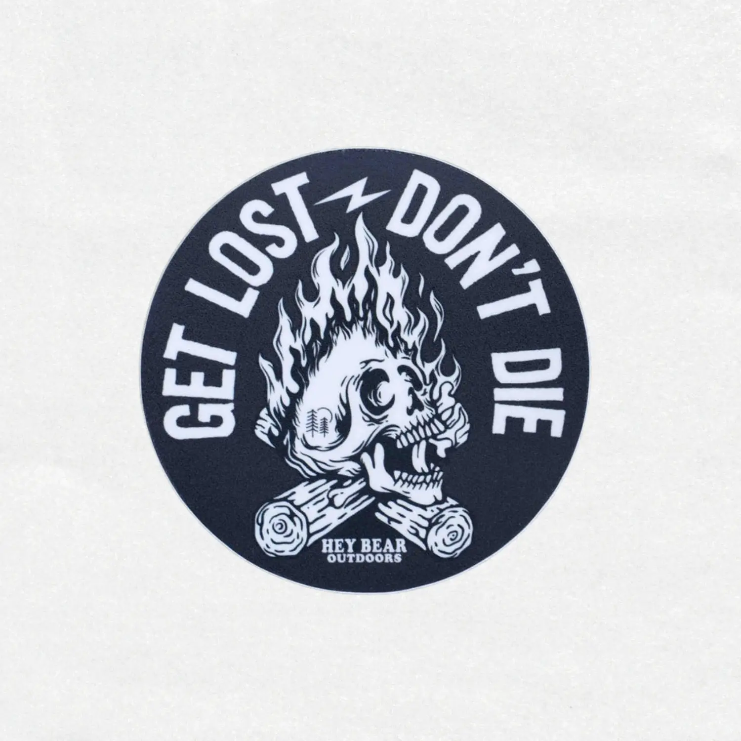 Get Lost - Don't Die Sticker, Bushcraft Sticker, Flaming Skull,National Park Car Sticker, Nalgene, Hiking Bumper Sticker, Outdoors Car Decal