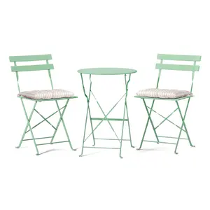 summervibes Karlhome Outdoor Folding Bistro Table and Chairs Set of 2, 3-Piece Bistro Set with Premium Steel Frame and Comfortable Cushions for Patio, Balcony, Garden, Porch, Yard