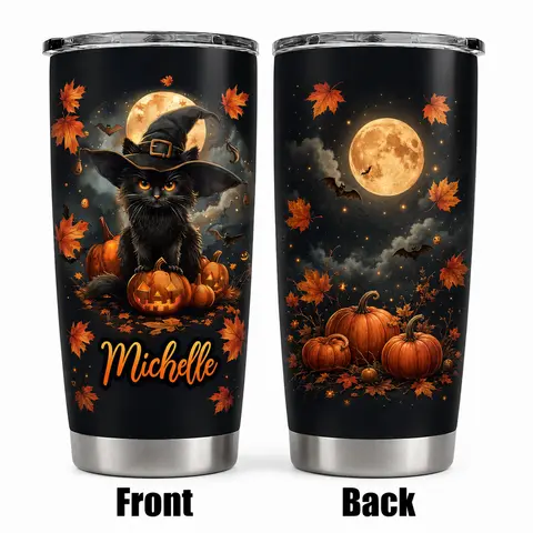 Halloween Stainless Steel Tumbler with Lid & Straw, Pumpkin Ghost Bat Spider Web Printed Travel Cup, Reusable Insulated Coffee Mug for Halloween Party, Home & Outdoor