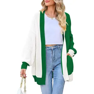 2025 Fall Long Cardigans for Women Batwing Sleeve Open Front Ribbed Knit Oversized Cardigan Sweaters with Pockets