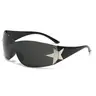 Y2K Rimless Punk Sunglasses with Star Details - Wrap-Around One-Piece Design for Men & Women Edgy Aesthetic for Urban Street Style UV Protection Non-Polarized Polycarbonate Lens