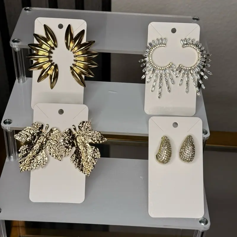 4 Pairs High End Fashion Earrings Set with Leaf and Sunburst Designs for Stylish Outfits
