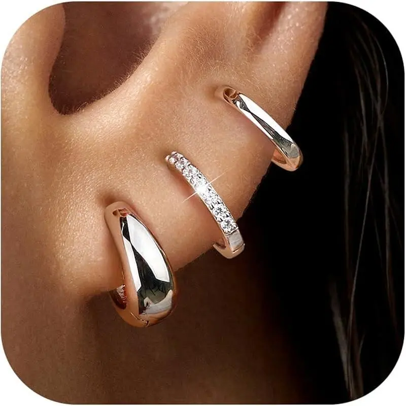 2 Pairs of Hoops + 1 Pair of Chunky Hoop