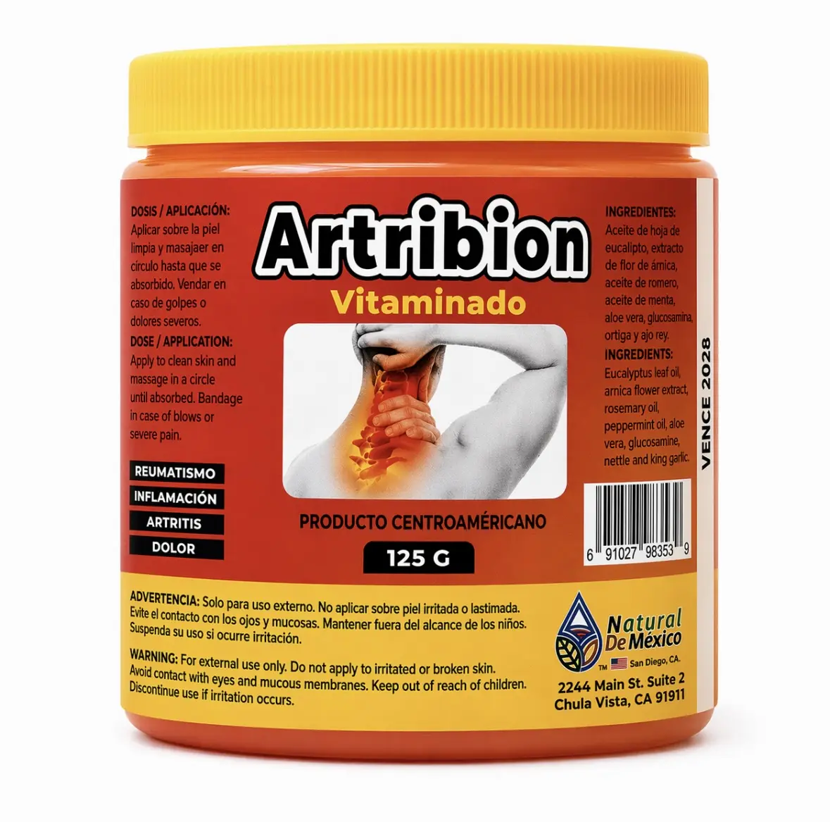 Artribion Vitamin-Infused Gel, 250g Extra-Strong Pain & Inflammation Relief Balm - Central American Body Care Product for Arthritis