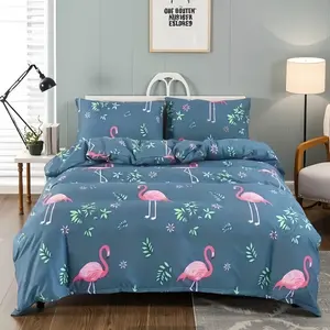3-Piece Spring & Summer Refresh Flamingo Print Duvet Cover Set, Includes 1 Duvet Cover (Without Insert) and 2 Pillowcases (Without Insert), Soft and Comfortable, Suitable for All Seasons.