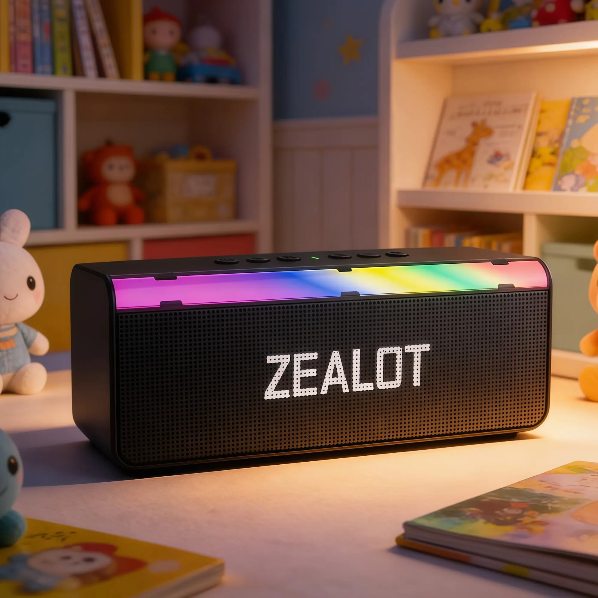 ZEALOT Long Bar Bluetooth Speaker for PC, 20W HIFI Audio, RGB Rhythm Lights, IPX4 Waterproof, 3000mAh, Multi-Modes for Hiking, Outdoor & Gift.