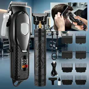 Men's Electric Hair Clipper Set, USB Rechargeable LCD Screen Oil-Based Hair Clipper, Type-C Rechargeable Salon-Style Bald Hair Clipper, Engravable Home Hair Clipper, Non-Slip Handle, 4-Speed ​​Adjustable, Stainless Steel Blades, Men's Gift