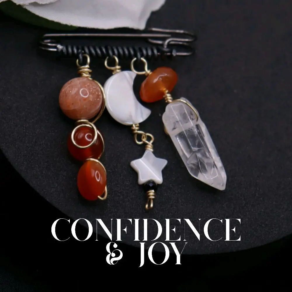 Sunstone & Carnelian Custom Crystal Charm Pin- Backpack Purse Pins