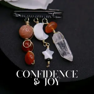 Sunstone & Carnelian Custom Crystal Charm Pin- Backpack Purse Pins
