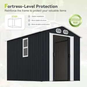 Outdoor Metal Storage Shed with Lockable Doors & Ventilation