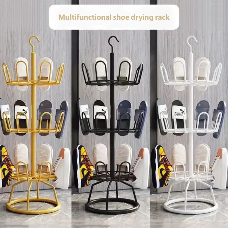 Multifunctional Shoe Drying Rack Floor-Standing Wrought Iron Balcony Outdoor Space-Saving Solution for Dormitories & Balconies