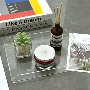 Transparent Acrylic Tray Fruit Cosmetic Durable Storage Organizer Plate, Makeup Jewelry Display Holder, Multi-Functional Home Organization