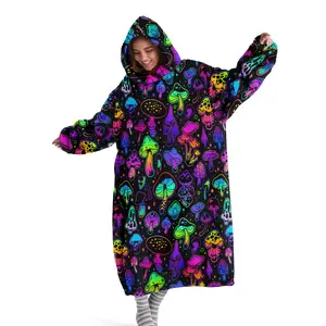 hoodie blanket, Wearable Blanket, Hooded Blanket Sweatshirt, Wearable Blanket, Winter Homewear with Hood, Unisex, Modern Mushroom Design, Perfect Gift, Christmas Gift,Valentine's Day gift, Lightweight Throw Blanket, Cozy Hooded Blanket