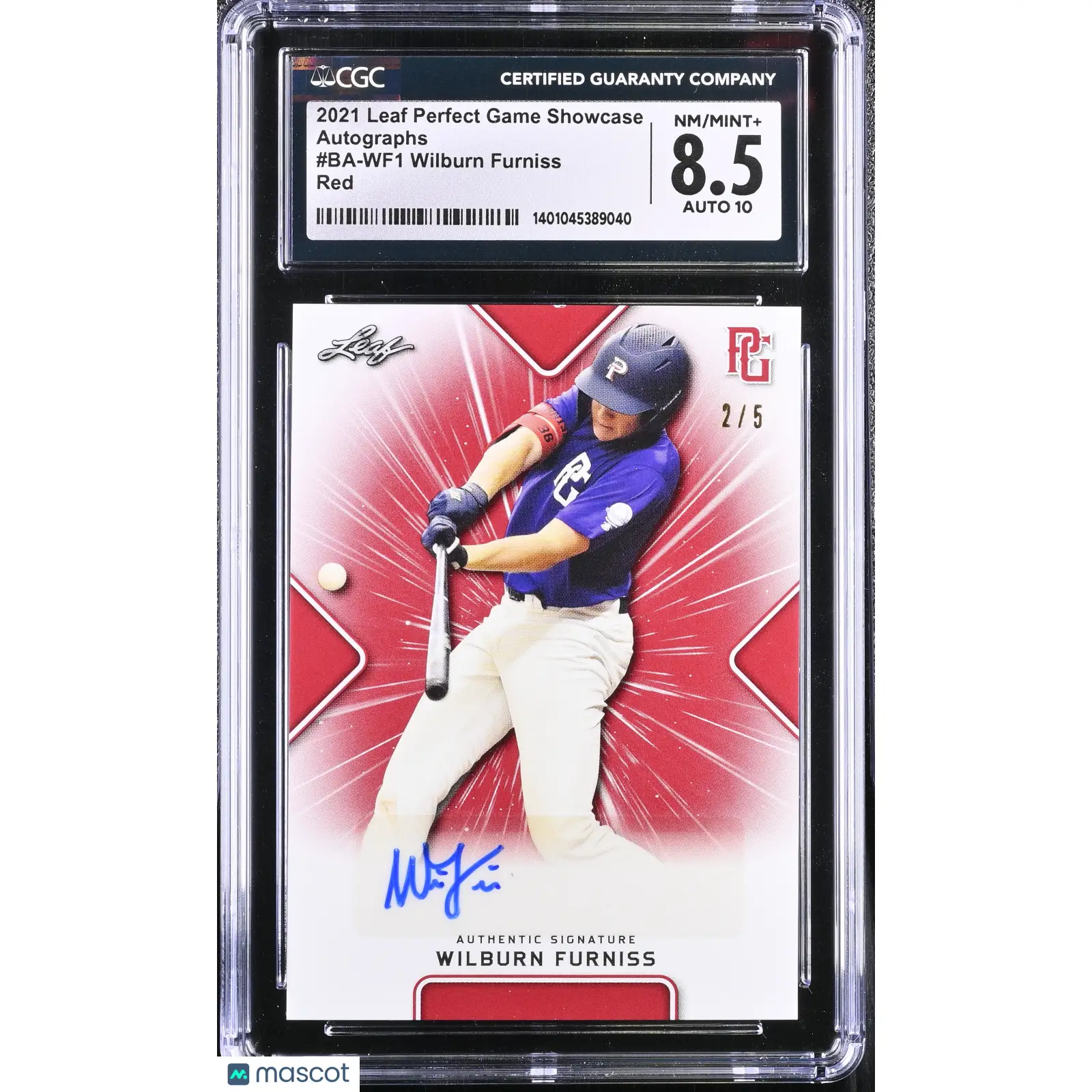 Wilburn Furniss CGC 2021 Perfect Game Showcase #BA WF1 Red 2/5 Baseball 8.5