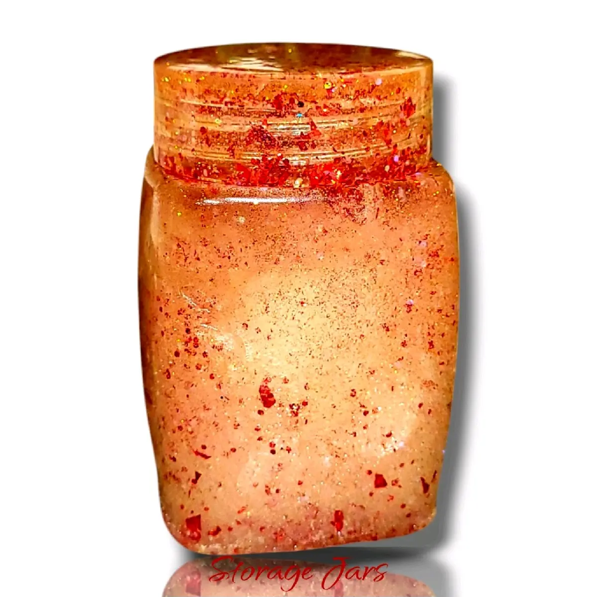 Red Glitter Storage Jars - Home Organizer Bottles - Organiser Canister