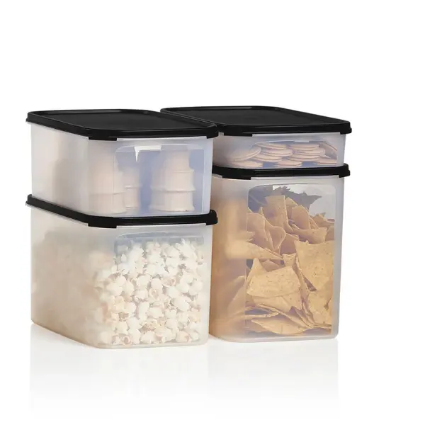 Tupperware Modular Mates Rectangular Airtight Food Storage Containers for Snacks, Cereal, pantry goods - Clear Design for Easy Visibility