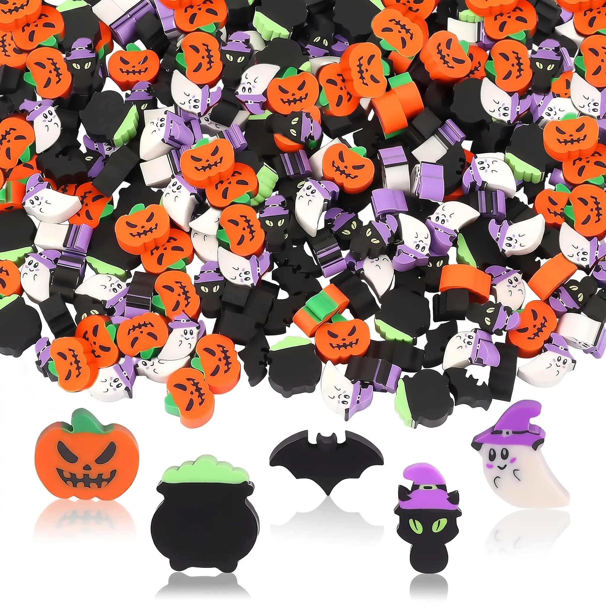 150Pcs Halloween Mini Erasers for Kids - Bulk Party Favors, Trick-or-Treat Goodie Bag Fillers, Students School Decorations, Classroom Prizes, Back to School