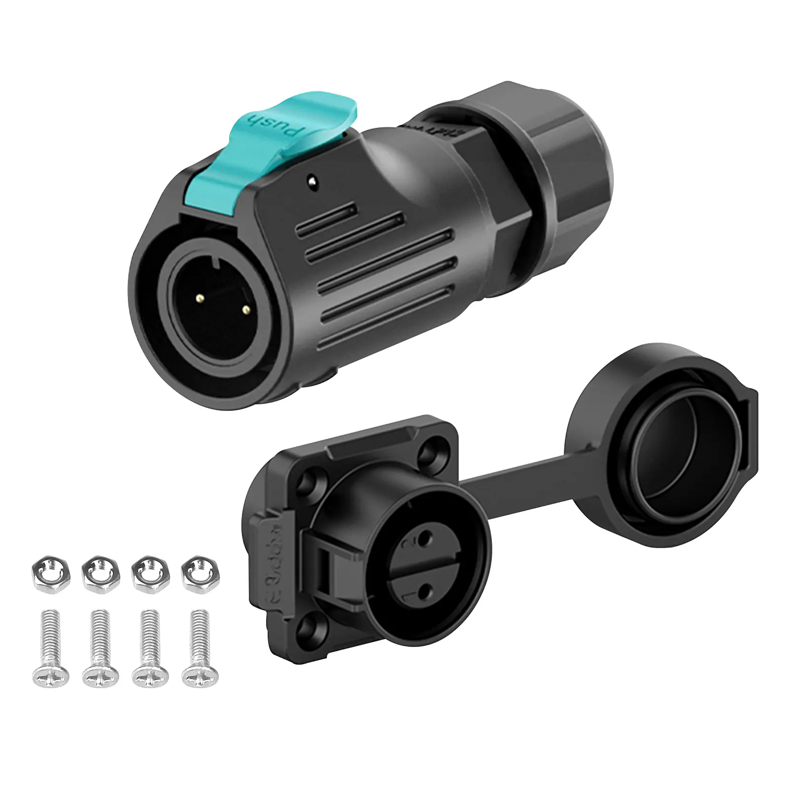 E-WeiChat EW-LP12 Industrial Waterproof Connector IP68 Quickly Plugging Aviation Connector PBT Plastic Shell Circular Connector Fast Release Electrical Connector M12 2-8 Pin Flange Socket