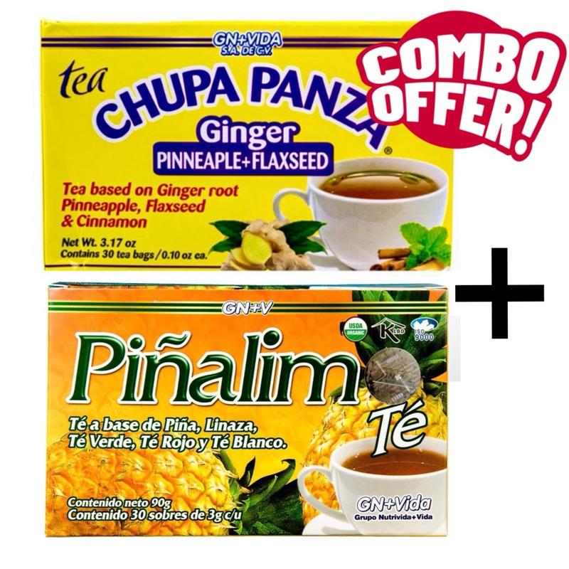 Chupa Panza Tea + Pinalim Tea Combo Pack Famous Mexican Flaxseed Herbal ...