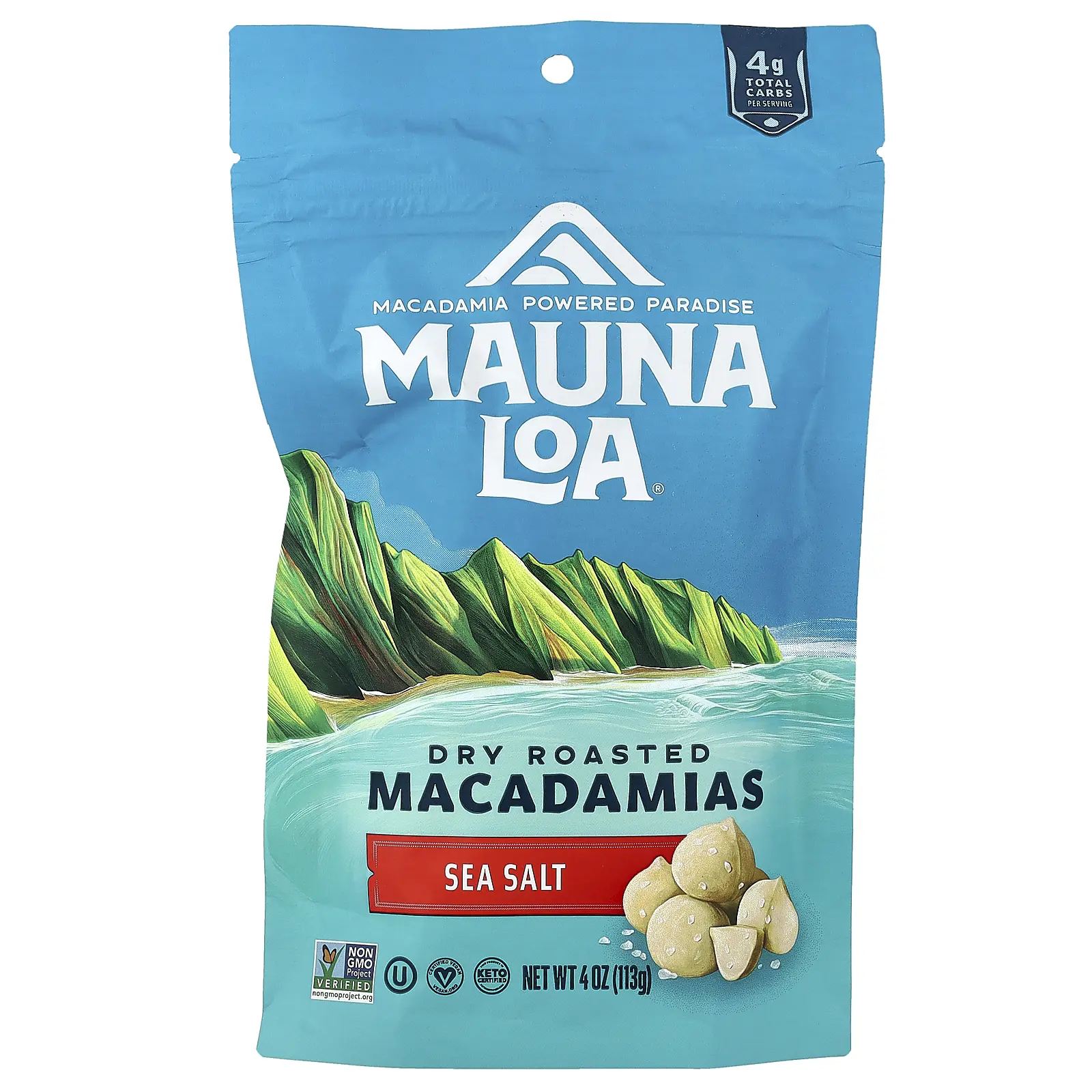 Mauna Loa Dry Roasted Macadamias, Sea Salt, 4 oz (113 g)