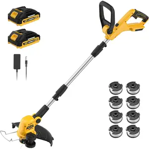 12 Inch 20V Cordless String Trimmer and Edger, 2-in-1 Weed Wacker Lawn Edger with 2x2.0Ah  and Charger,   Grass  with Auto Line Feed and 8 count Line for Yard, Garden