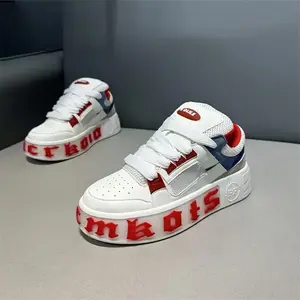 Comfy Non Slip Skate Shoes - Men's Trendy Street Style Casual Lace Up Sneakers for Outdoor Activities