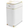 Pukomc Automatic Dustbin - Motion Sensor Auto Open Waste & Recycling, Knee-Easy Clean, Hands-Free Wave Open, Quick Silent Operation, Fast-Removable Liner, Battery-Powered White Kitchen Garbage Can for Home Use