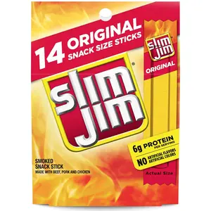 Pork Slim Jim Snack Sticks, 14 Count, Protein-Packed, On-the-Go Snack
