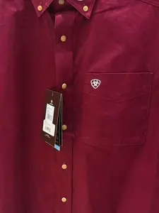 Men's Shirt - Original Shirt in Red, Gray, and Black with Western Style, Durable Fabric, and Cowboy Details