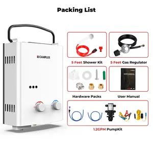 CAMPLUX Multifunction Compact Handheld Portable Tankless Water Heater, 1.32GPM Flow Hot Water On-Demand, Low Pressure Start for Camping Shower, Outdoor RV Use,summervibes