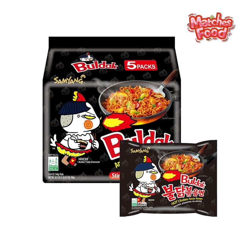 Samyang Buldak Original Spicy Chicken Flavor Ramen 5 Pack 700g Korean Style Noodles Hot Chicken Flavor Matches Food
