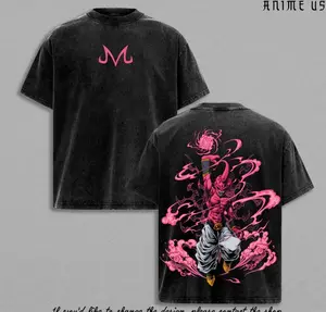 Majin Buu Vintage Washed Anime T-Shirt | Kid Buu Pink Energy Graphic Tee | Oversized Streetwear Retro Shirt | Heavy Cotton Gift for DBZ & Anime Fans KLW