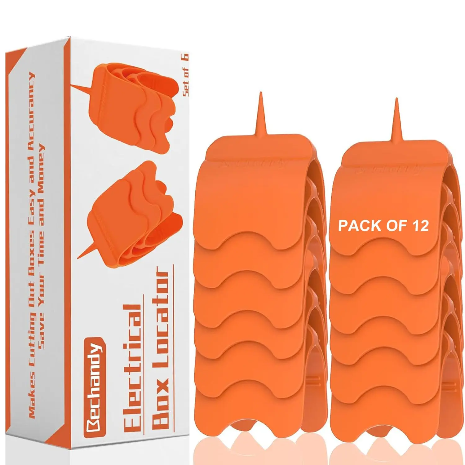 12-Pack Drywall Outlet Marker - Sturdy Hard ABS Plastic Hand Tool, No Measuring Needed, Conical Tip, Works on 1/2 in Sheets, No Wasted Sheets, Easy-to-Use Electrical Box Locator Cutout for Installation & Wire Protection