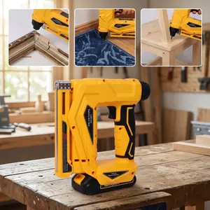 2-in-1 Cordless Brad Nailer & Narrow Crown Stapler, Compatible with Dewalt 20V MAX Battery, Adjustable Depth Power Nail Gun with Safety Lock, Portable Professional Woodworking DIY Fastening Tool (Tool Only)