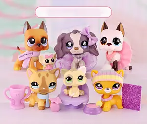 Mini Bobble Head Animal Figures Playset, 6 Pcs Cute Dogs & Cats with Accessories - Collectible Pets with Clothes, Cup, Chair for Kids, Girls & Boys, Ages 4+
