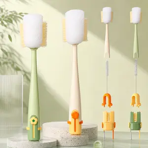 5-in-1 Bottle&Straw Cleaning Brush, Innovative Push-Press Foaming Bottle Brush Kit, Multifunctional Cleaner for Baby Bottles, Breast Pumps, Nipples, Cups and Straws
