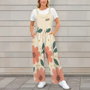 CZDE Women’s Floral Print Wide-Leg Overalls – Casual Boho Jumpsuit with Pockets