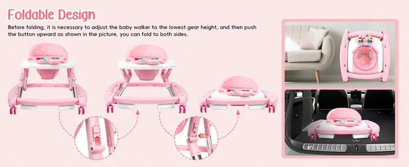 Unisex Plastic 5-in-1 Activity Walker for 6-18 Months Infants - Safety Tested, Foldable, 3 Adjustable Heights, Bouncer + Rocker, Triangular Base, Music, Feeding Tray, Removable Footrest, Portable, Breathable Baby Items (Choking Hazard Small Parts Note) Unisex Plastic 5-in-1 Activity Walker for 6-18 Months Infants - Safety Tested, Foldable, 3 Adjustable Heights, Bouncer + Rocker, Triangular Base, Music, Feeding Tray, Removable Footrest, Portable, Breathable Baby Items (Choking Hazard Small Parts Note)